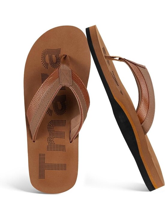 Men\'s Khaki Flip Flops With Arch Support Summer Outdoor Beach Sandals main image 4